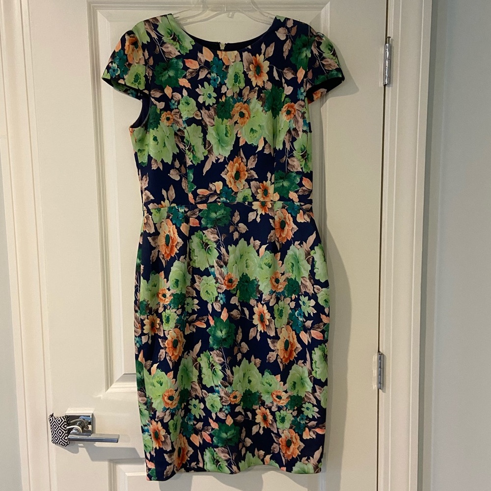 Betsey Johnson Floral Scuba Sheath Midi Dress